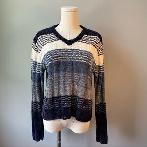 In Charge Vintage 90s Striped V-Neck Sweater Marled & Preloved (M)